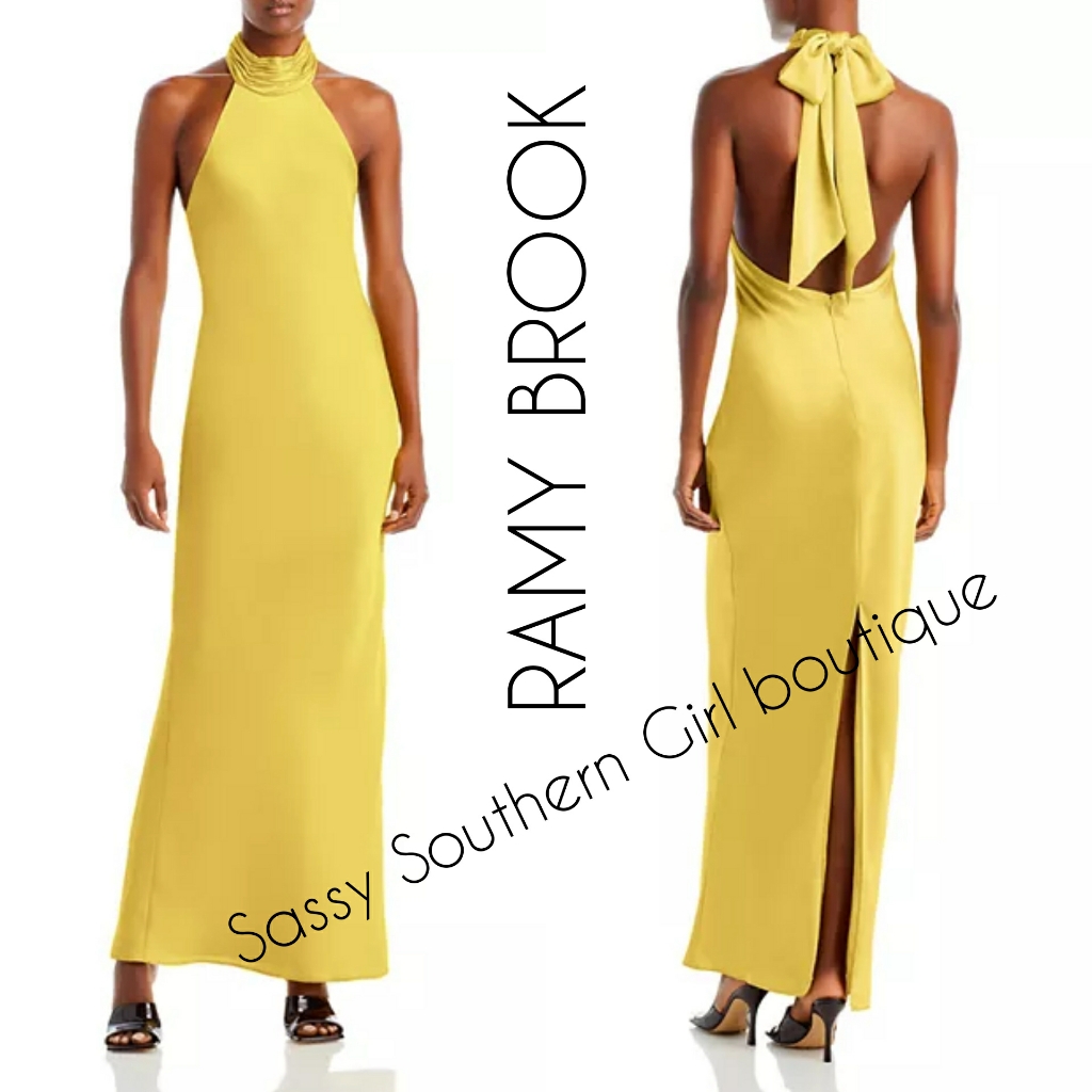 Ramy Brook Yellow Halter Maxi Gown